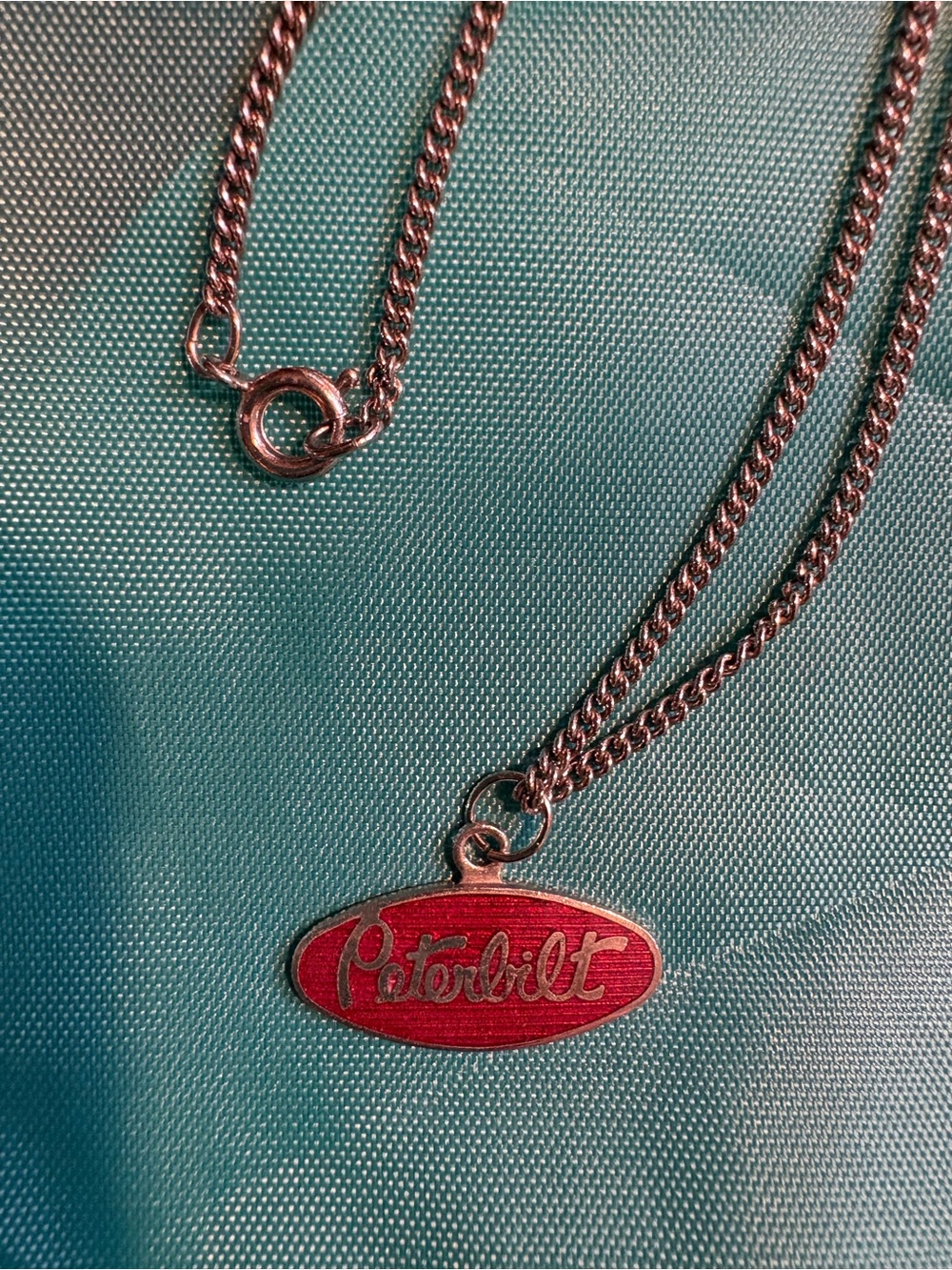 Red Oval Pendant Peterbilt Necklace - Vintage stainless steel
